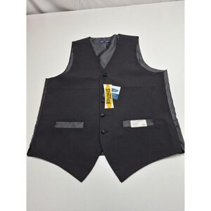 Neil Allyn Vest Mens M Long Black 100% Wool Tuxedo Suit Waistcoat Stretch Formal